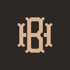 Interlocking vintage letter B and H monogram in a classic decorative western style © Missingfont