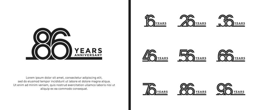 anniversary vector logo set, black color can be use for celebration