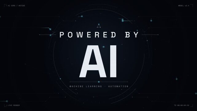 Powered by AI futuristic technology artificial intelligence machine learning motion graphic