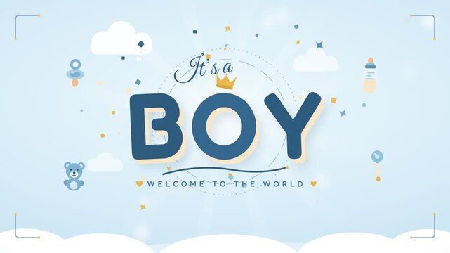 Its a Boy Baby Shower Gender Reveal Animated Background Graphic Resource