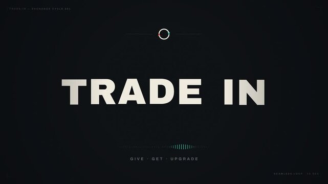 Minimalist trade in exchange cycle loop animation with directional arrows on dark background