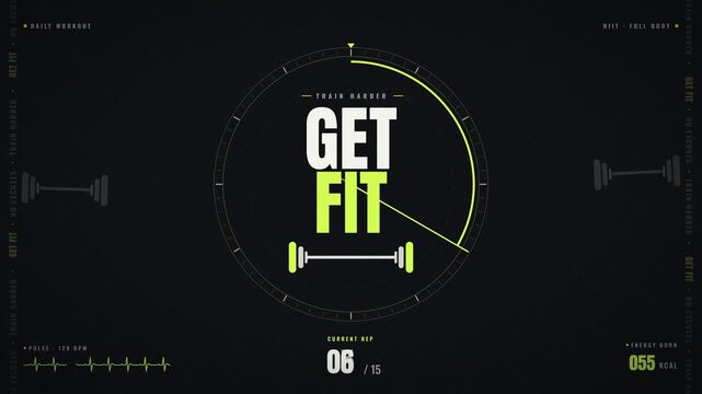 Modern fitness workout HUD counter timer and exercise tracker interface