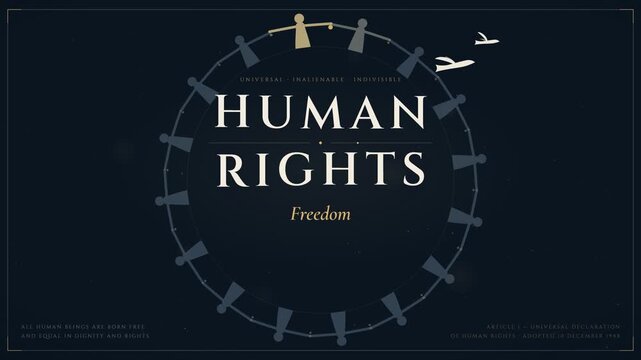 Human Rights Universal Values Animated Infographic Diagram with People Icons