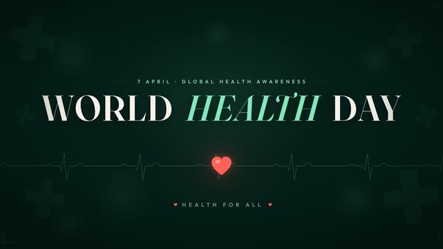 World Health Day medical awareness heartbeat ECG animation motion graphics