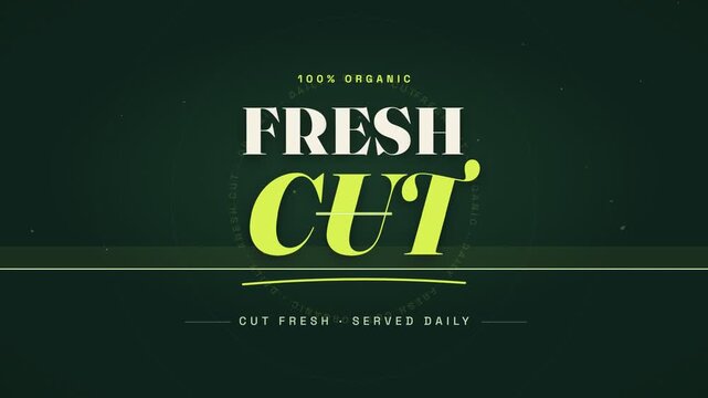 Fresh Cut Organic Food Product Title Animation with Minimalist Typography and Branding
