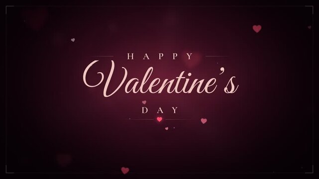Happy Valentine Day romantic greeting card animation with floating red hearts and soft glow