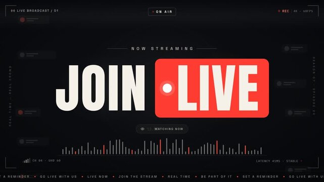 Dynamic Join Live Broadcast Motion Graphic Animation With Audio Visualizer Elements