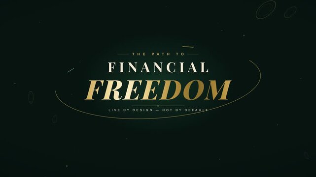 Financial freedom luxury typography animation with growth chart and gold lettering