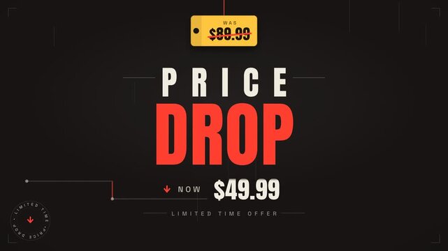 Price Drop sale promotion dynamic e-commerce price reduction motion graphic template