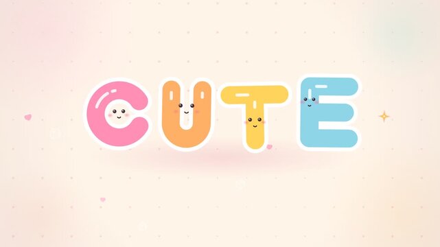 Cute kawaii animated text title with pastel pink and yellow letters
