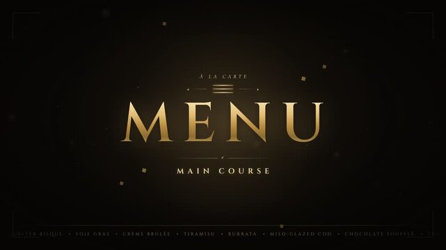Luxury Restaurant Menu A La Carte Starters Main Course Desserts Beverages Animated