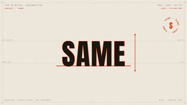Same typographic specimen kinetic motion design comparison animation