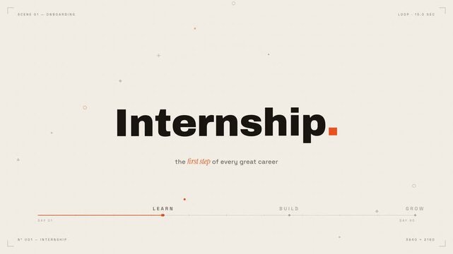 Internship career development timeline graphic with orientation tasks and badge