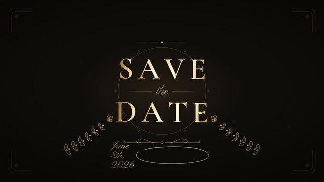 Elegant Gold Save the Date Wedding Invitation Motion Graphics Animation