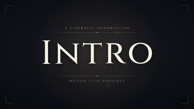 Cinematic intro motion title sequence with elegant serif typography and dark vignette