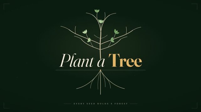 Eco friendly plant a tree conceptual vector animation with growing roots and green leaves