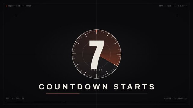 Countdown starts digital clock timer motion graphics template for video intro production