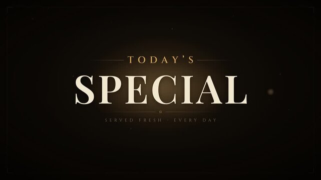 Todays Special elegant golden text animation with particle effects graphic
