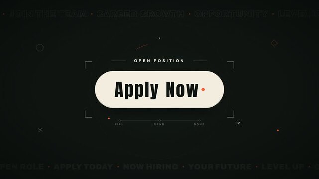 Modern minimal hiring button call to action with animated cursor on dark background