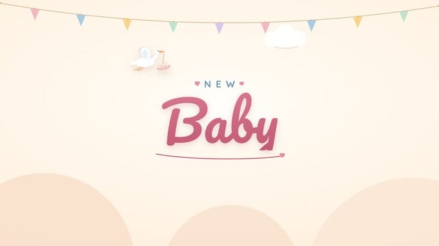 Cute New Baby Shower Celebration Animation With Pastel Colors