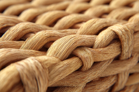 Woven rattan texture natural tan intricate knots close-up