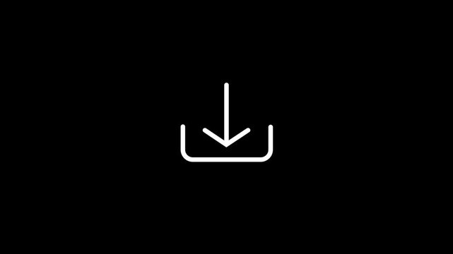 Minimalist download icon animation, pulsing arrow symbol for web interface and user experience
