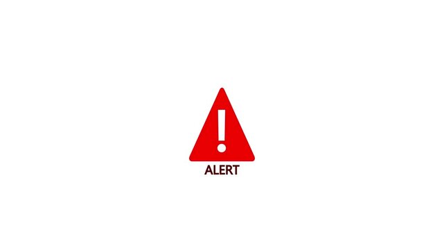 Red alert warning sign icon animation, caution hazard symbol for safety notification and emergency system interface