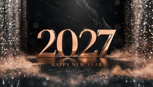 Happy new year 2027 golden black backdrop.