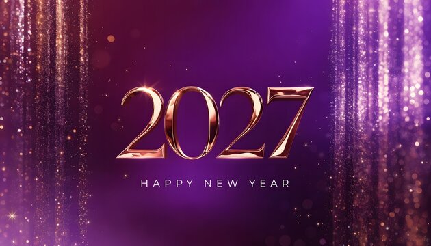 Vibrant purple 2027 numbers with sparkle.