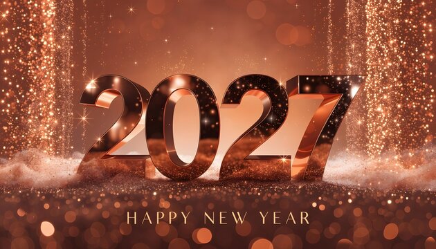 Rose gold 2027 banner for new year eve.