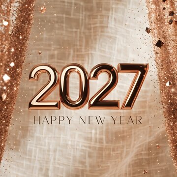 Glowing copper 2027 year holiday backdrop.