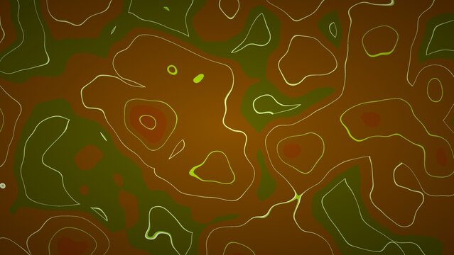Topographic map lines pattern with organic shapes in earthy brown and