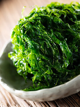 Close up of fresh organic green laver or sea lettuce known as Parae