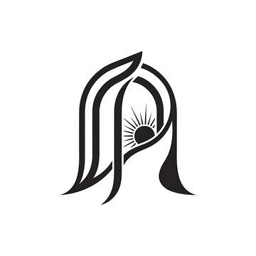 Minimalist doorway icon with rising sun symbol for logo design and branding