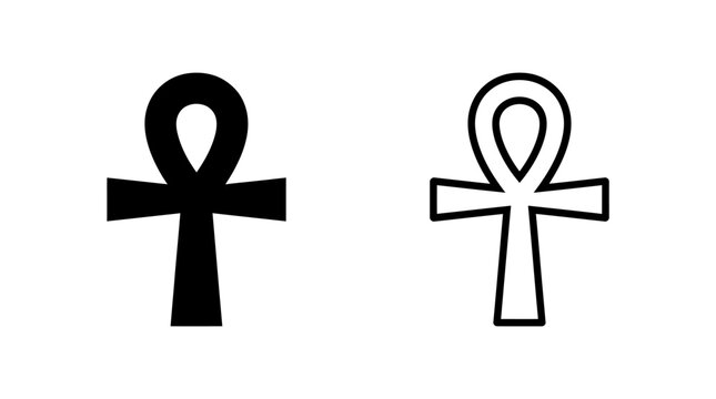 Ancient egyptian ankh cross symbol in black and white