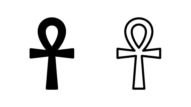 Ancient egyptian ankh cross symbol in black and white style