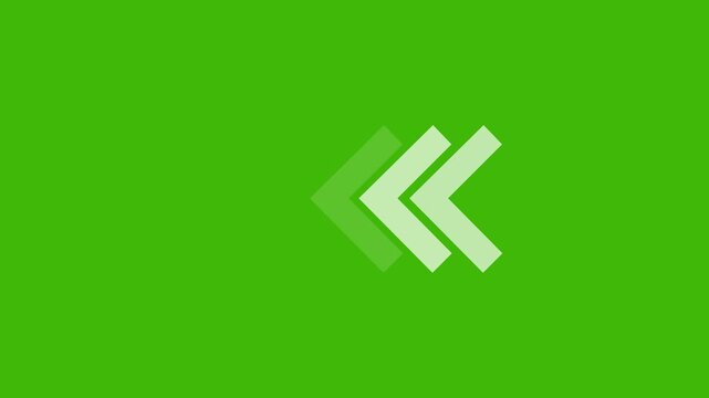 Dynamic triple arrow swipe animation set against a solid chroma key green screen background, user interface digital navigation and interactive web motion overlays
