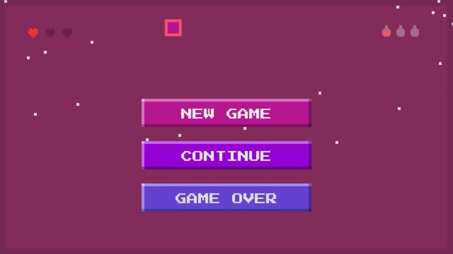 Retro Pixelized Arcade Interface Simulation with Chromatic Background Shifts and Classic Console UI Elements for Nostalgic Gaming Content 4k video