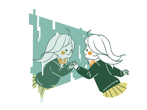 デジタル上の自分と向き合う女子生徒