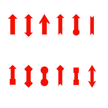 Red navigation arrow icons and creative interface design elements
