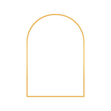 Gold Arch Frame Outline Isolated on Transparent Background for Wedding Invitation Card Design