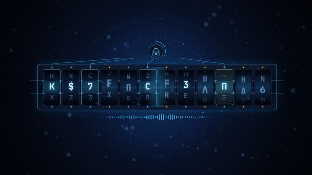 Password cracking spinning characters cryptographic decryption reels 4K stock video