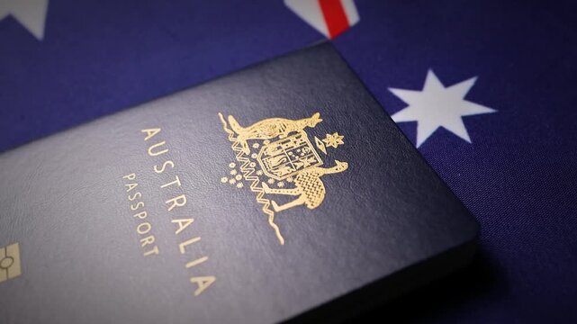 Australian Passport With Australian Flag