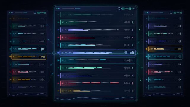 Server logs scrolling real time cloud system telemetry stream monitoring animation