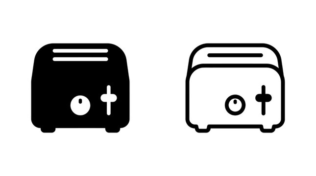 Kitchen appliance toaster icon vector set with breakfast