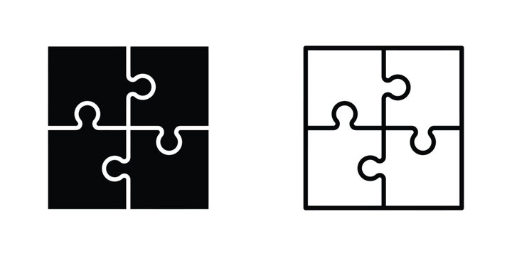 Jigsaw puzzle pieces arranged in square grid pattern with interlocking shapes design illustration