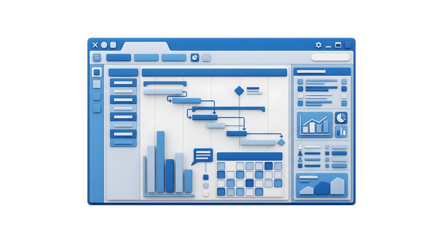 Sleek digital dashboard displaying interactive Gantt chart timeline and task scheduling metrics, concept for agile project management and business efficiency tools, use cases in corporate planning