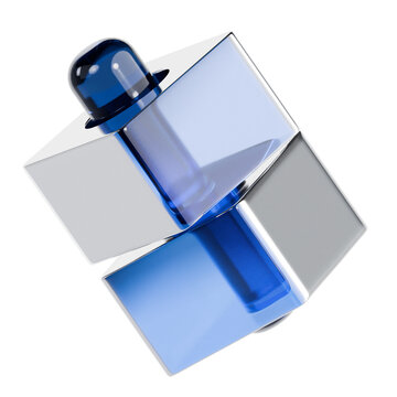 Glass Cube Accent 3D Illustration