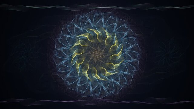 Harmonic spirograph guilloche security rosette and intaglio wave interference pattern seamless loop