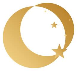 Golden crescent moon and stars for Ramadan and Eid isolated on transparent background © KHYR